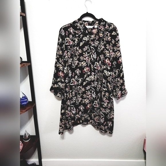 Nwot Caffe Marrakesh Floral Blouse Sheer High Low Hem, Size XL - Picture 2 of 13